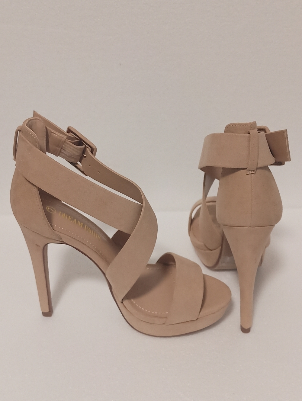 Dream Pairs Tan Suede Buckle Mules